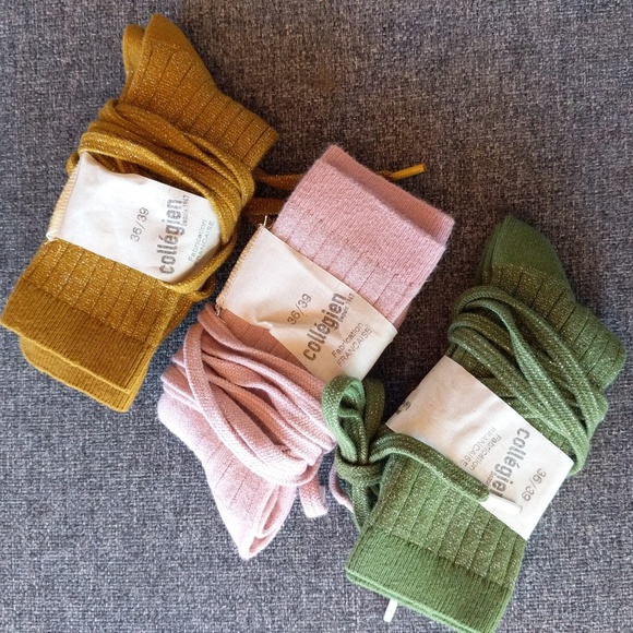 NWT Collegien Victoire Socks with Glitter Flat Shoelaces - Picture 7 of 7